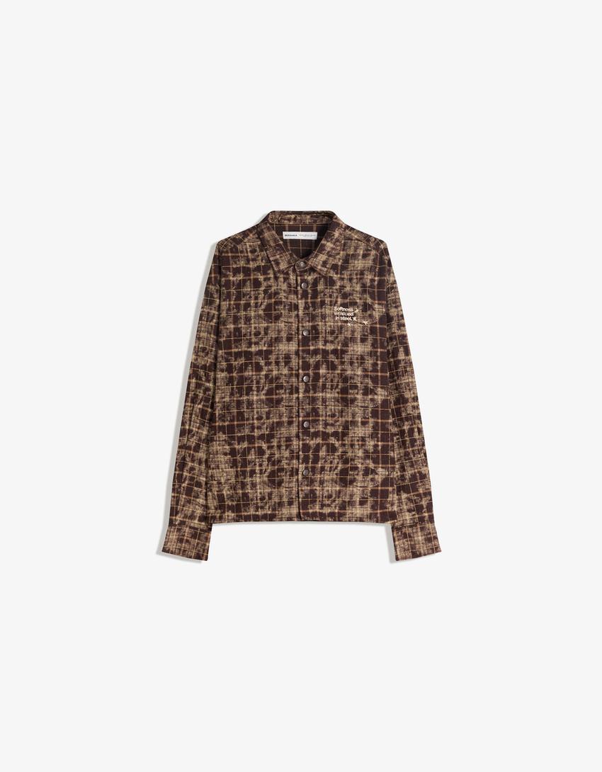 Camisa oversize cuadros-Marrón