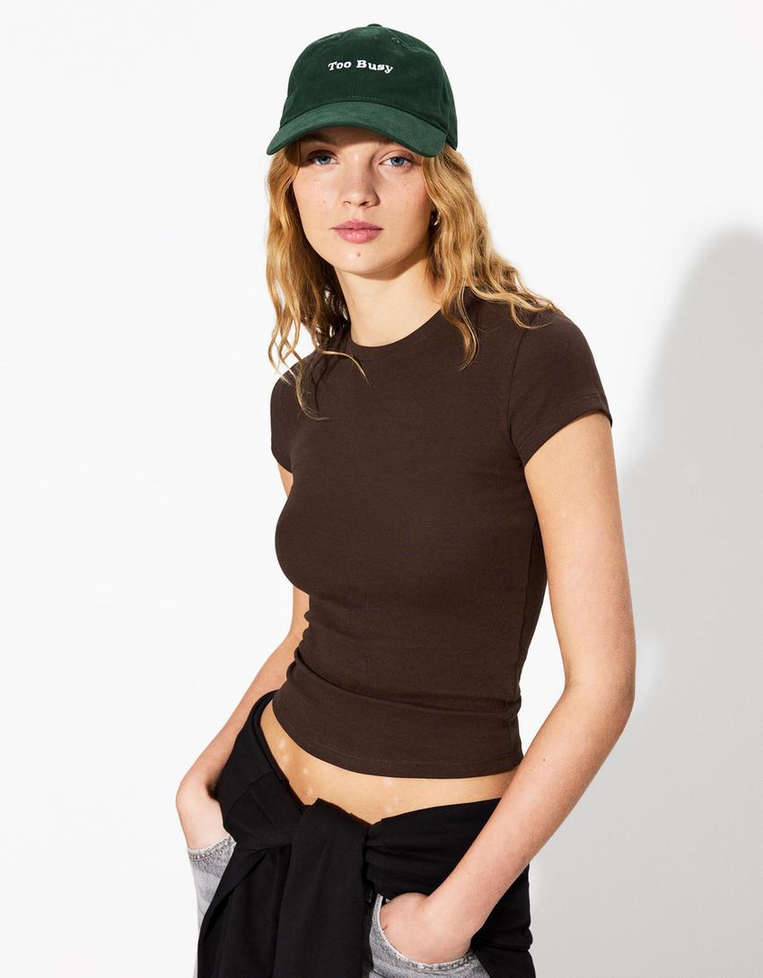 Short sleeve crew neck T-shirt-Brown