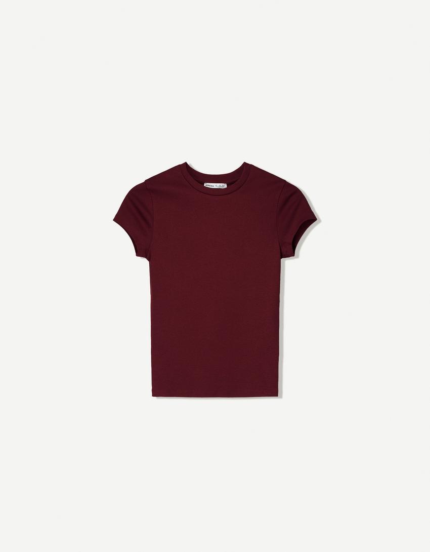T-shirt à manches courtes et col rond-Fuchsia-3