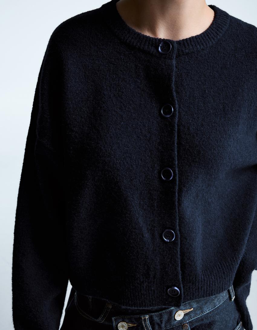 Cardigan mit Knöpfen in Soft Touch Qualität-Blau