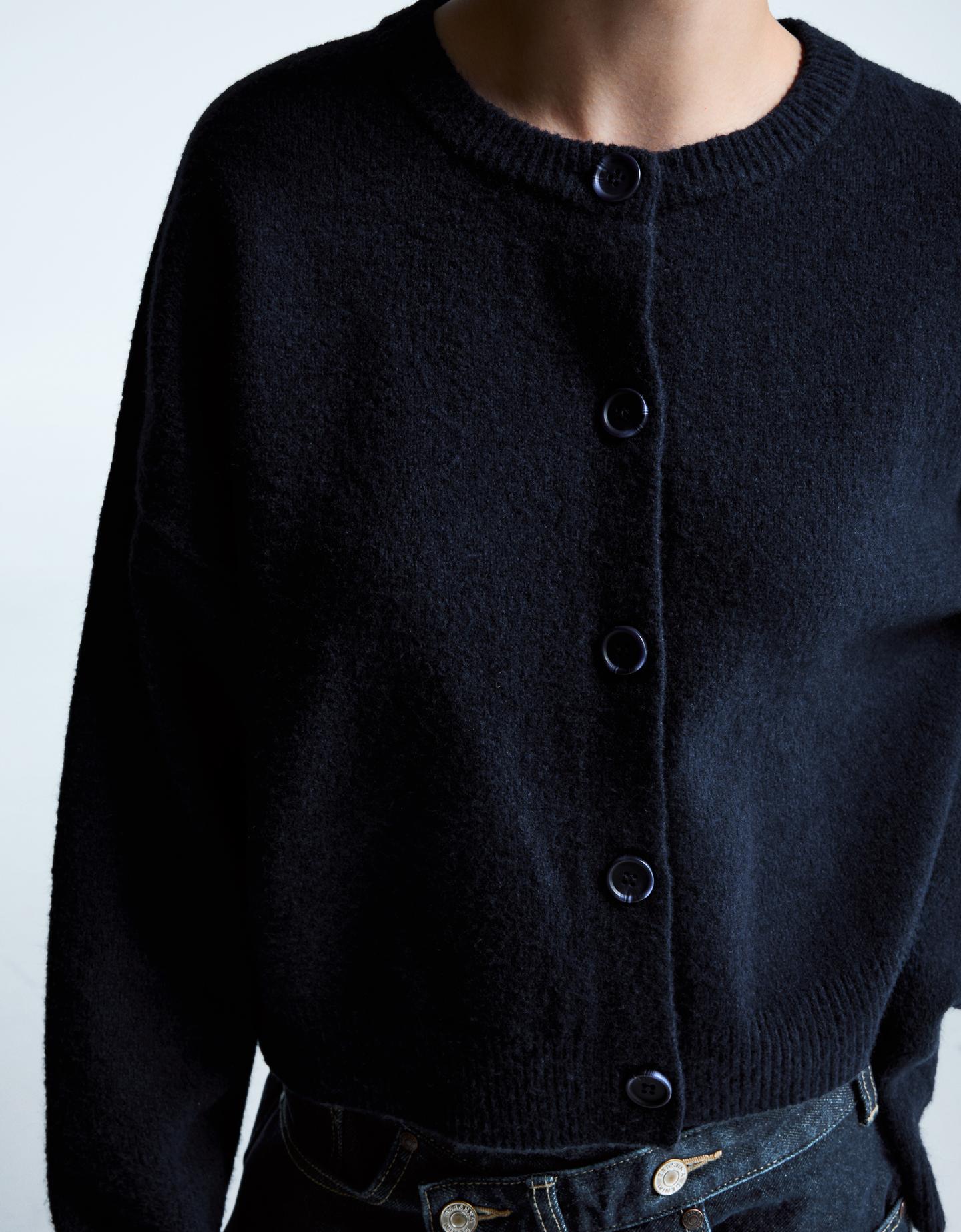 Bershka kardigan z guzikami soft touch niebieski