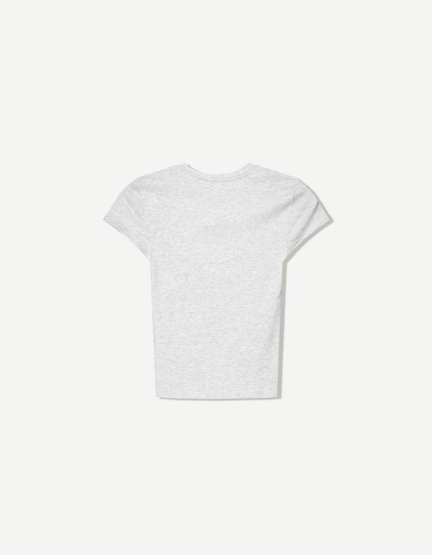 T-shirt à manches courtes et col rond-Gris