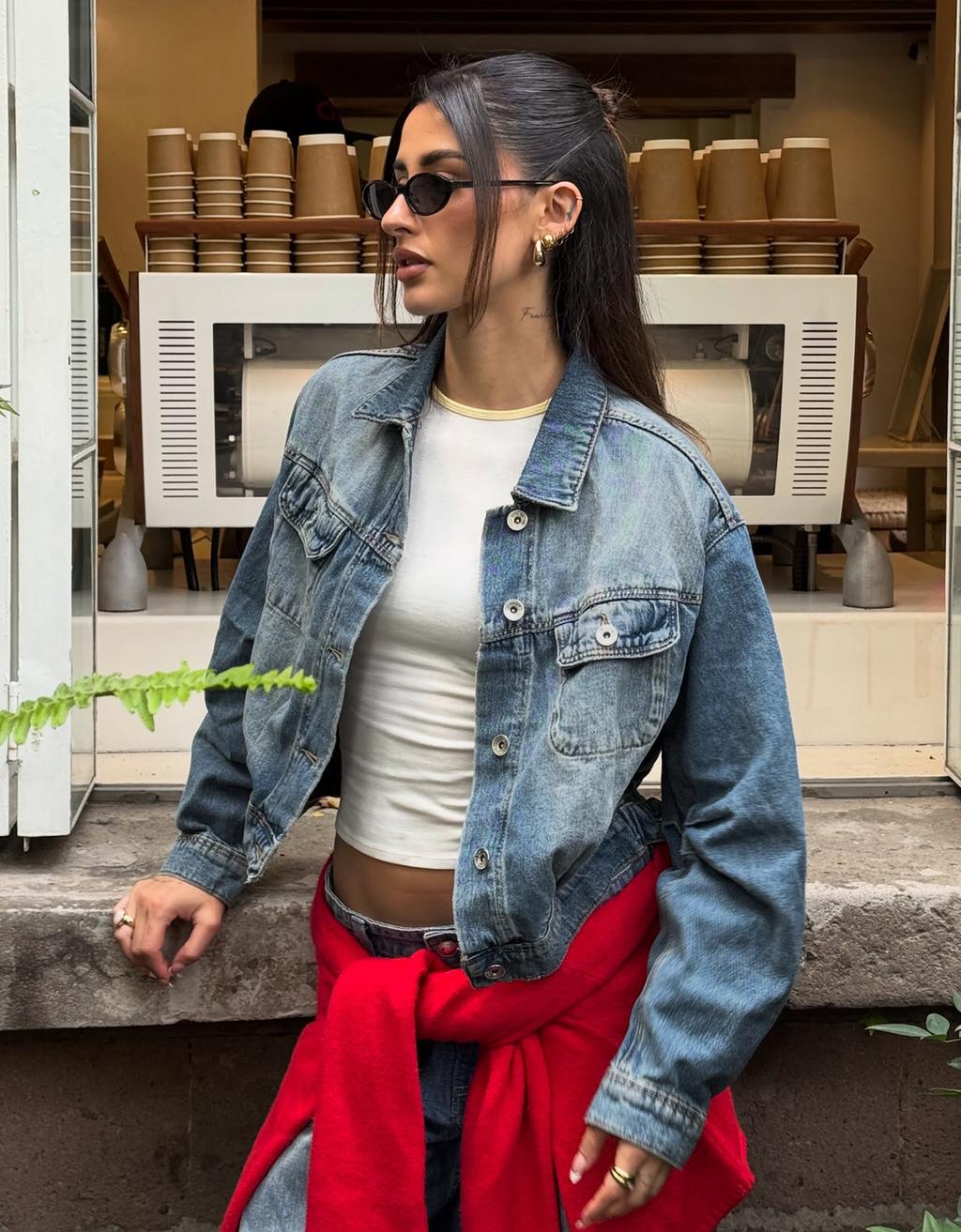 Bershka Kəsilmiş balon cins jaket