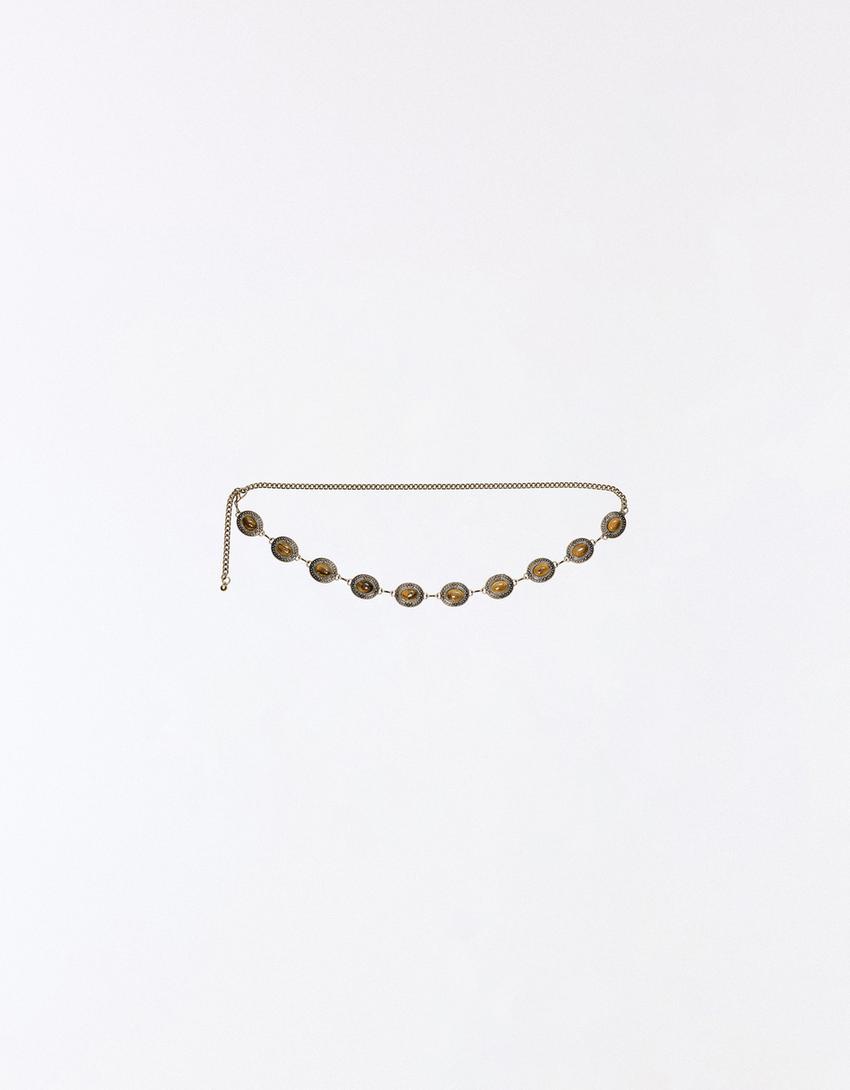 Ceinture chaîne strass-Or