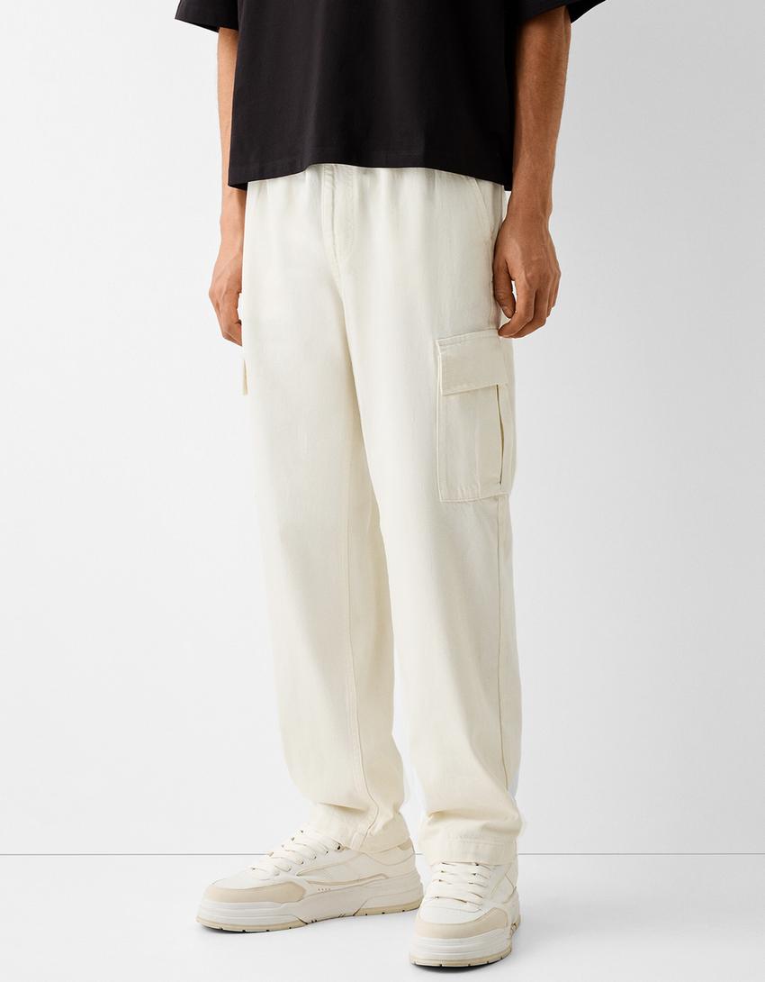 Cargo jogger jeans-Cream-1