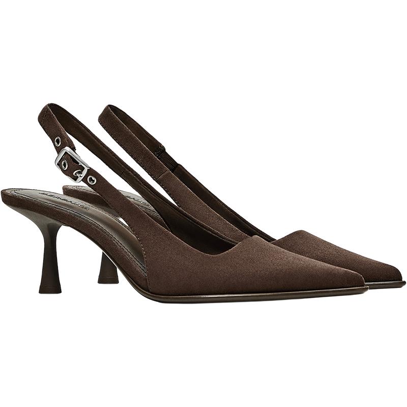 Slingback kitten heel shoes — Brown
