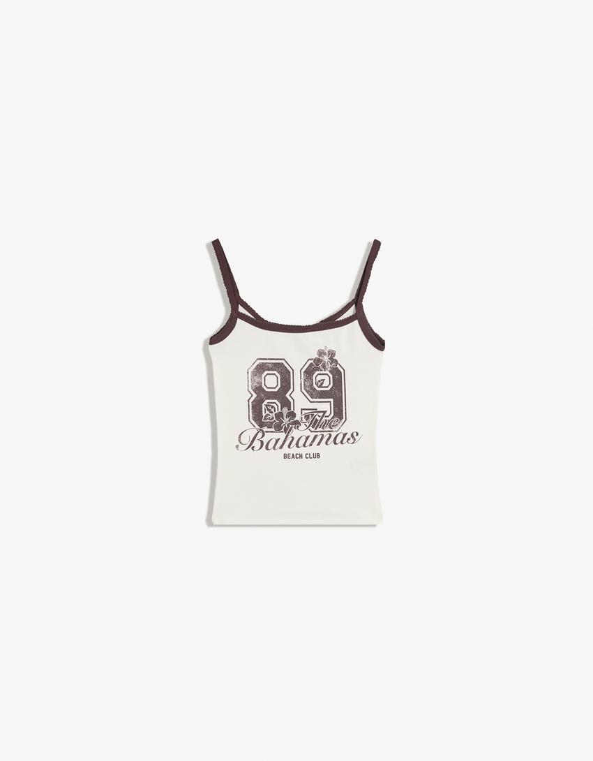 Top de alças com estampa-Branco