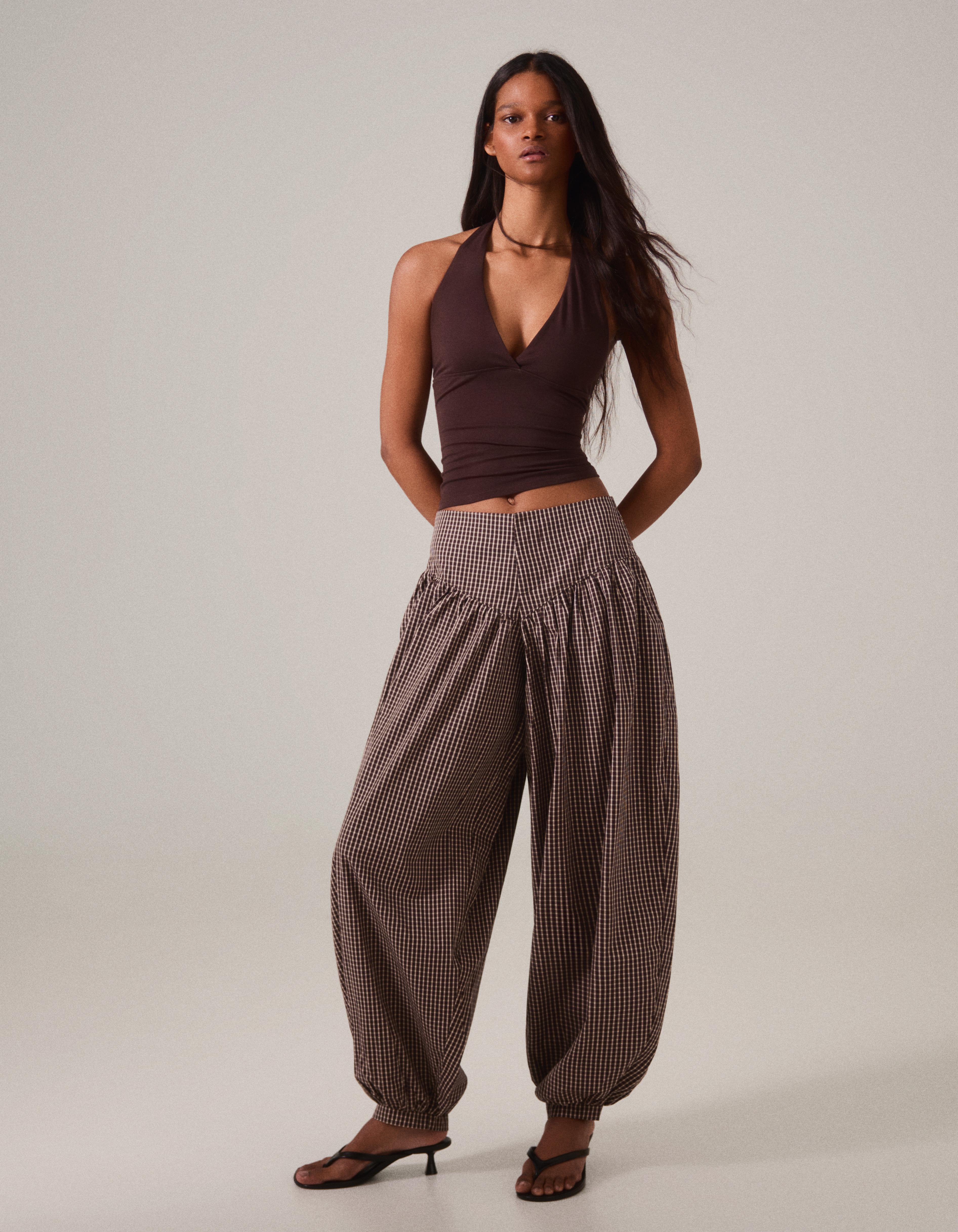 Sarouel trousers with gathered waist — Maroon