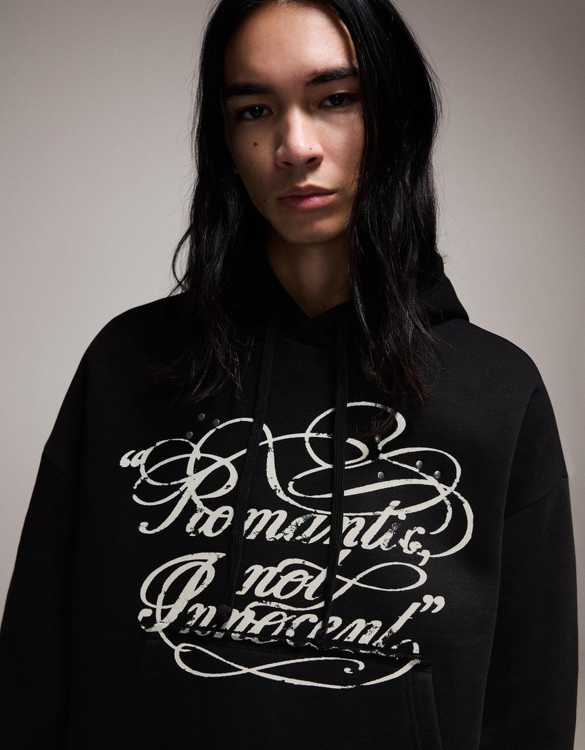 Suadoiro capucha print-Negro