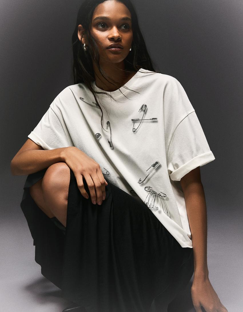 Short sleeve print T-shirt-Off white