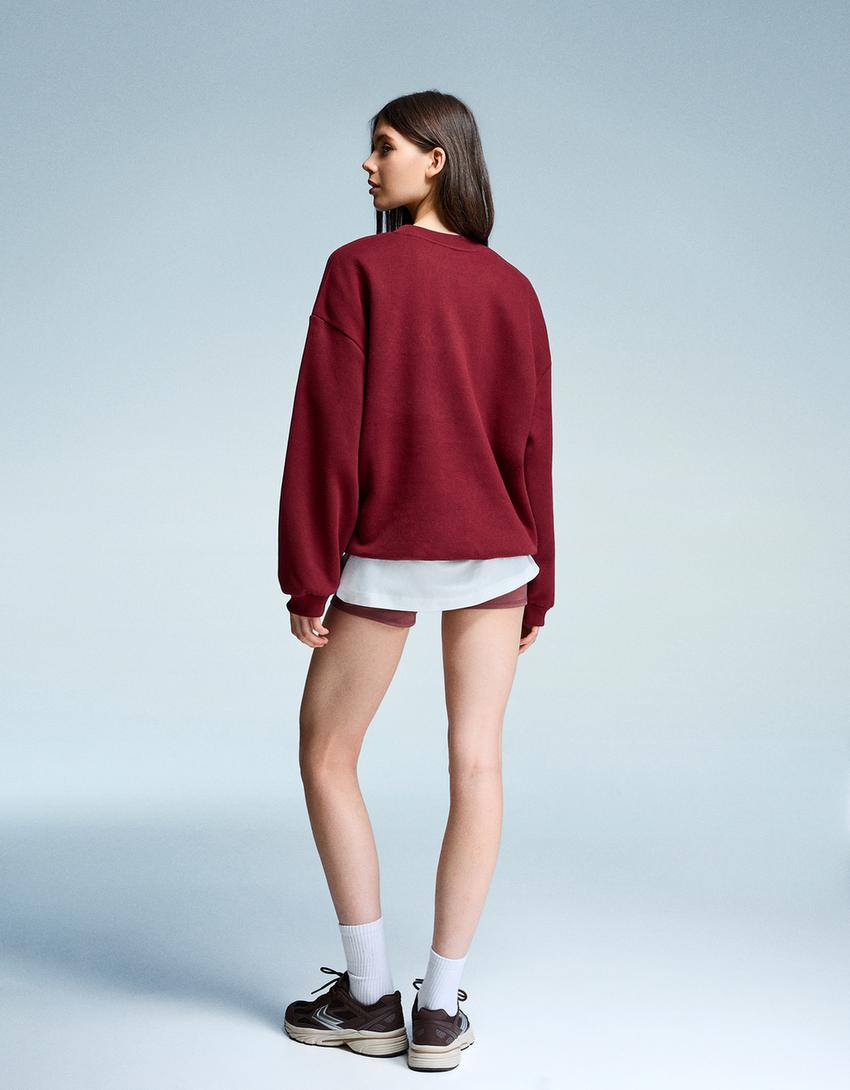 Oversized sweater met zakken-Bordeaux-1