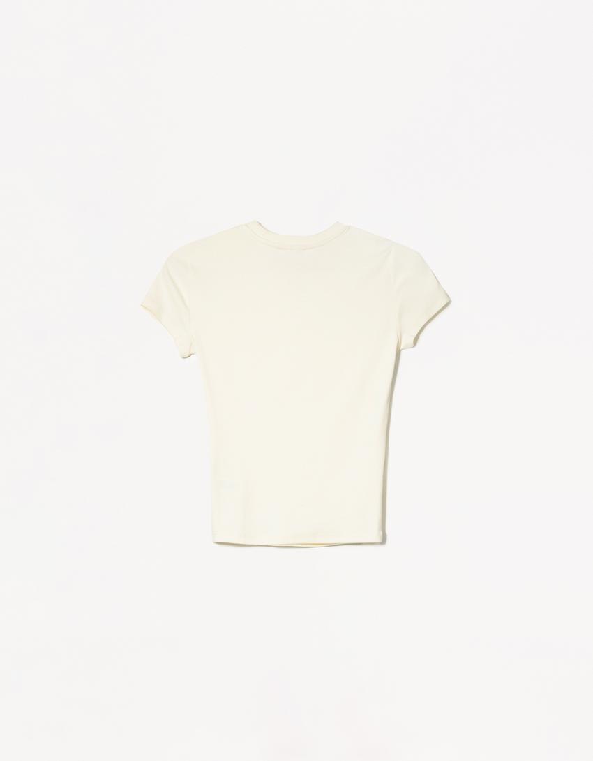 Short sleeve crew neck T-shirt-Yellow-2