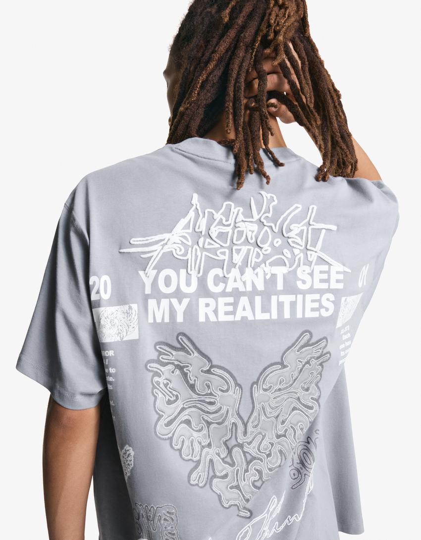 Camiseta manga corta print-Gris-2