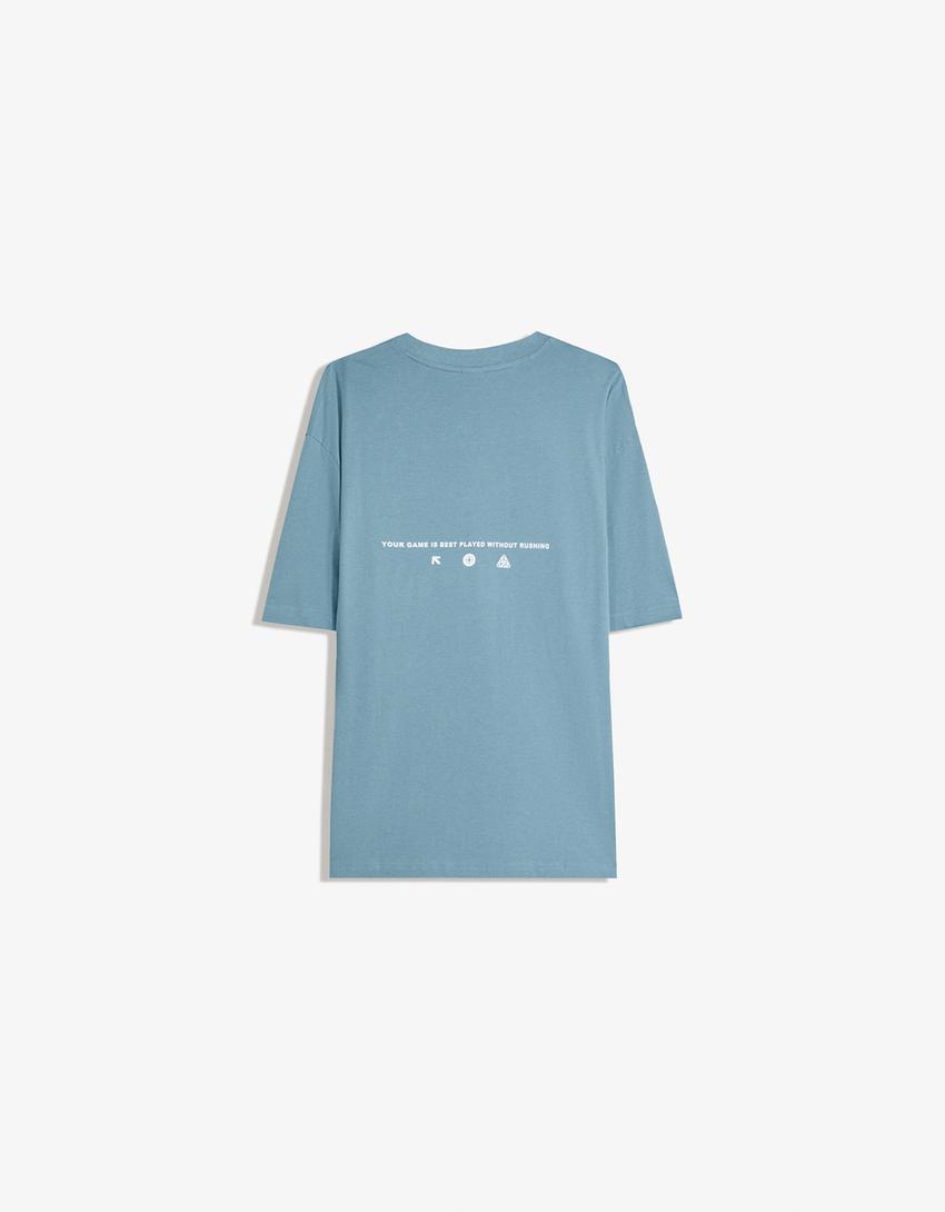 Short sleeve T-shirt with print-Light blue