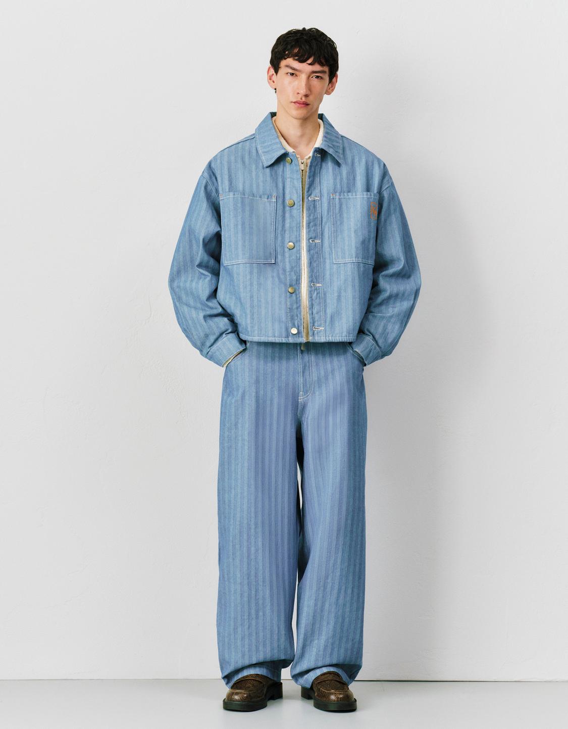 Striped super baggy jeans