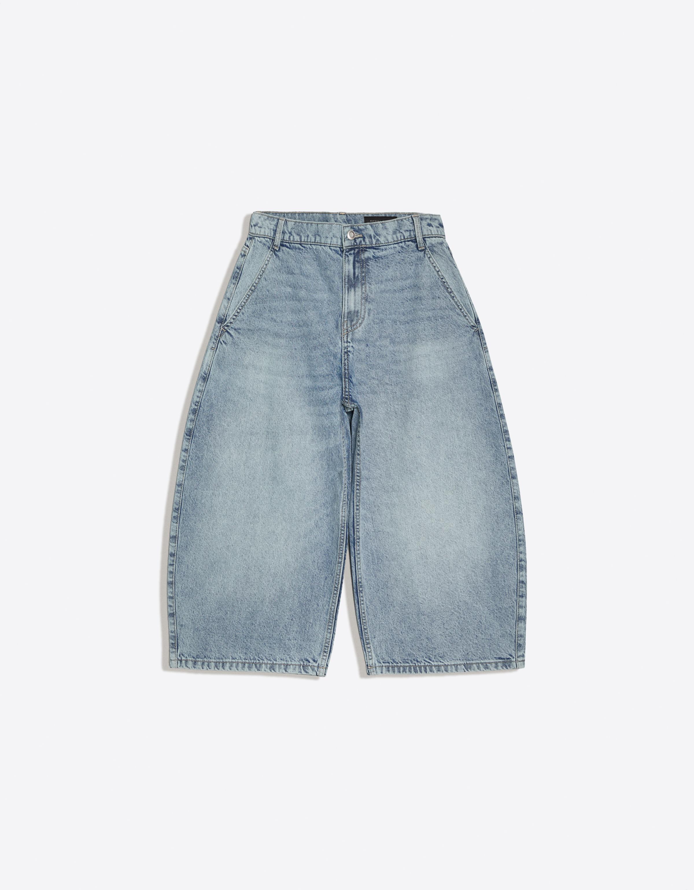 Slouchy denim jorts — Light blue