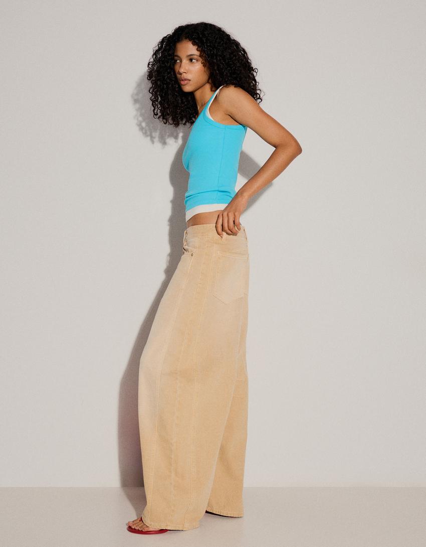 Jeans barrel fit-Camel