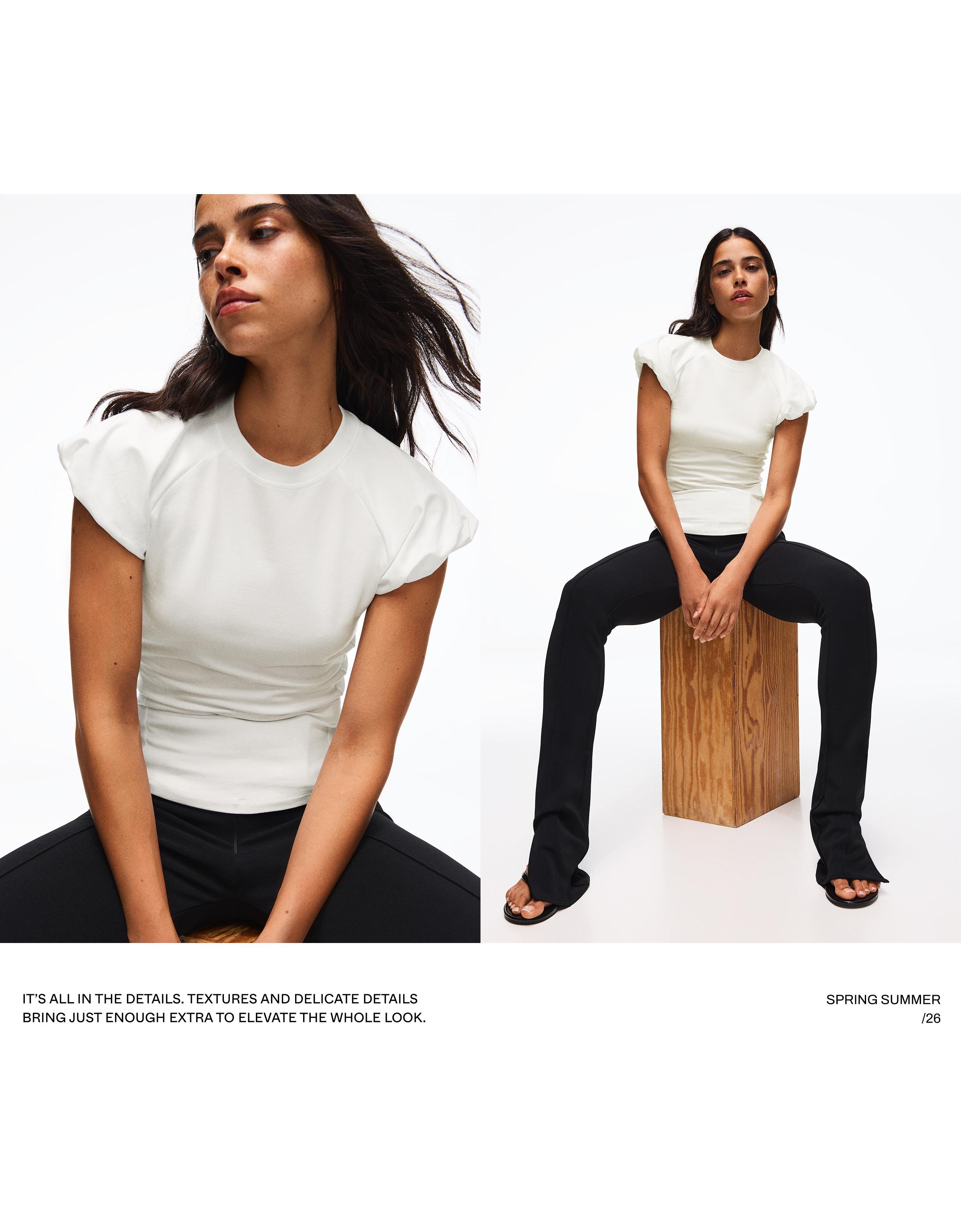 Balloon-sleeve raglan T-shirt — Off white