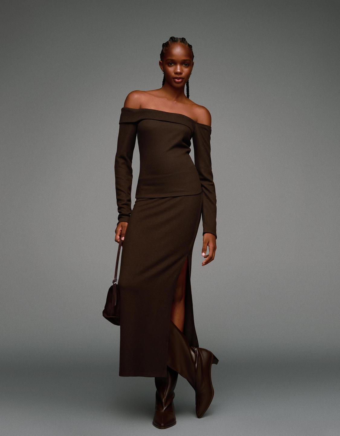 Knit sweater and midi skirt set