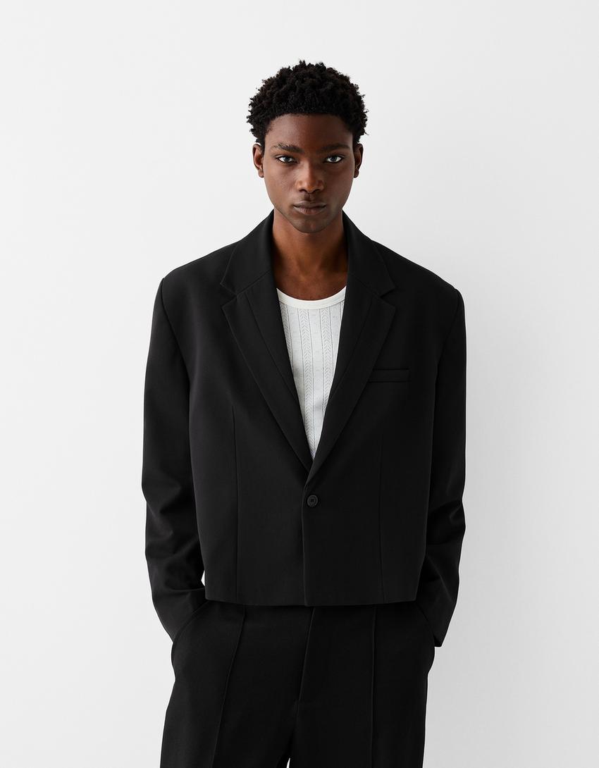 Cropped blazer-Black