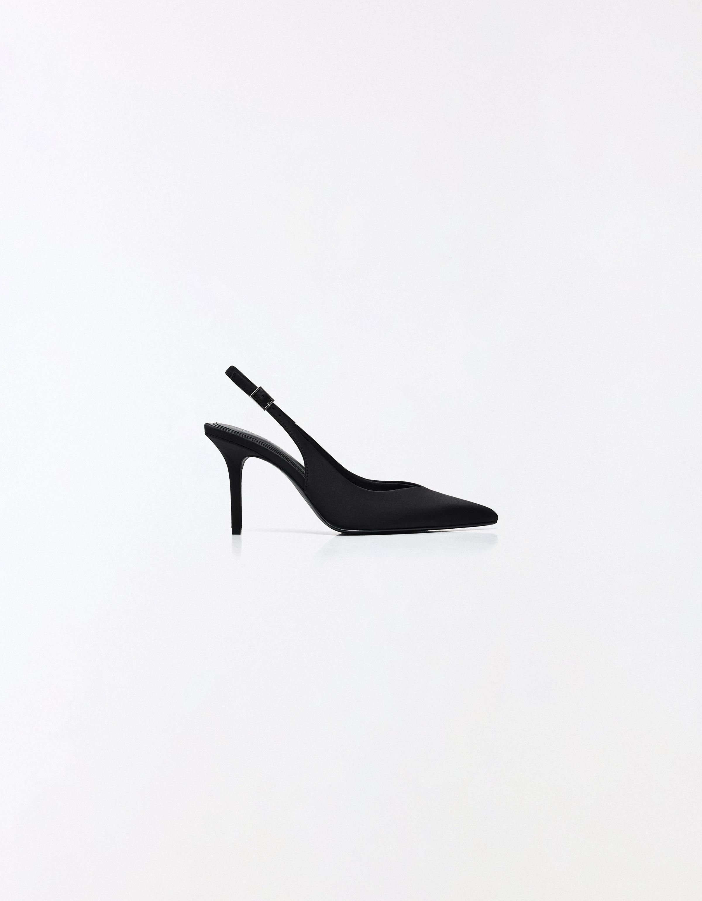Heeled slingback shoes — BLACK