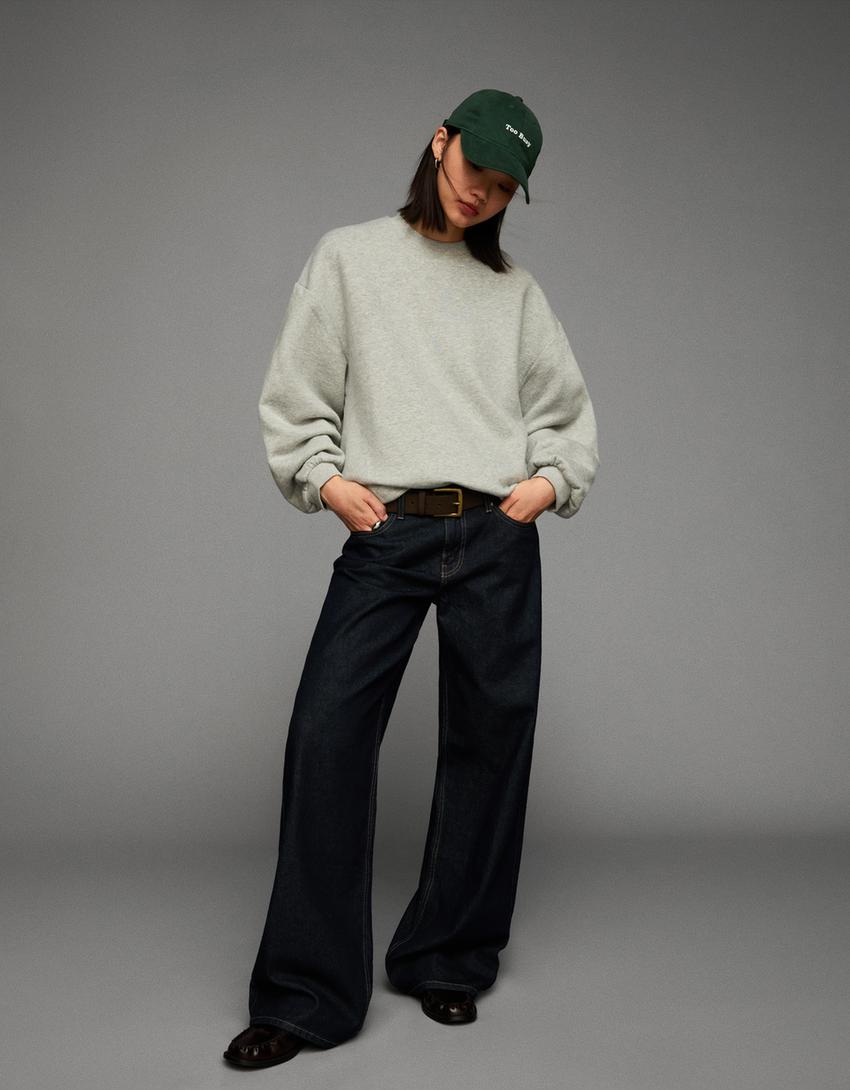 Oversized sweater met zakken-Grijs-0