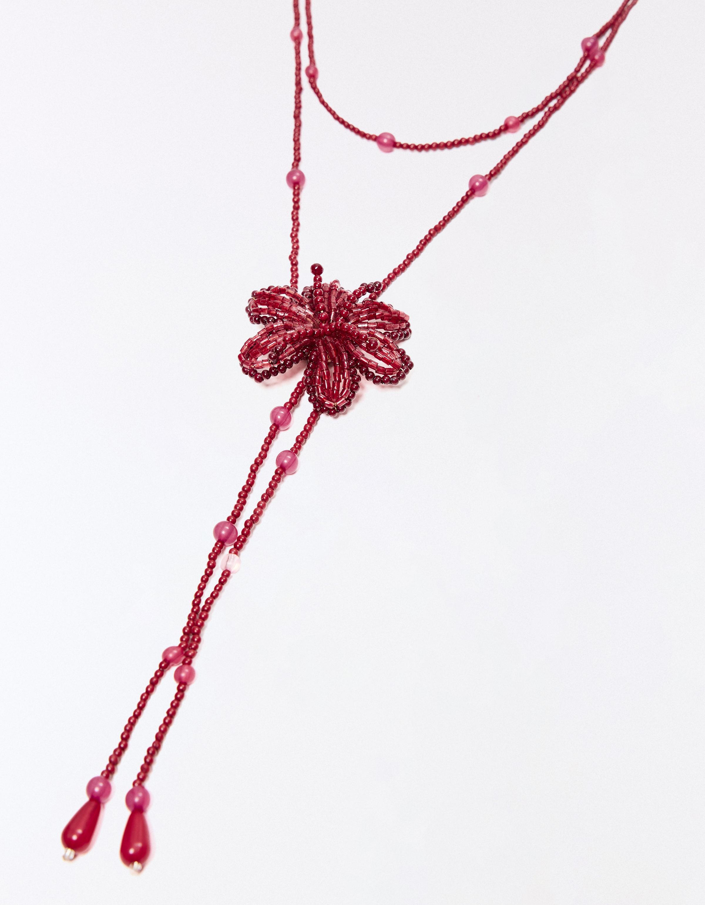 Flower necklace — Burgundy
