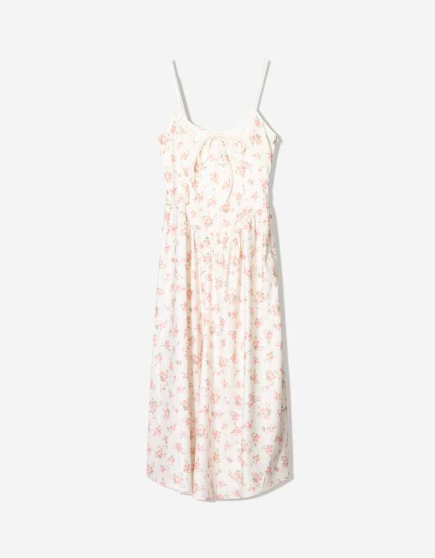 Gathered midi dress-Multicolored-3