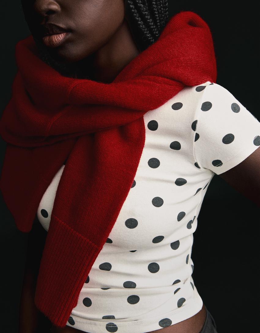 Maglietta a maniche corte girocollo-Bianco