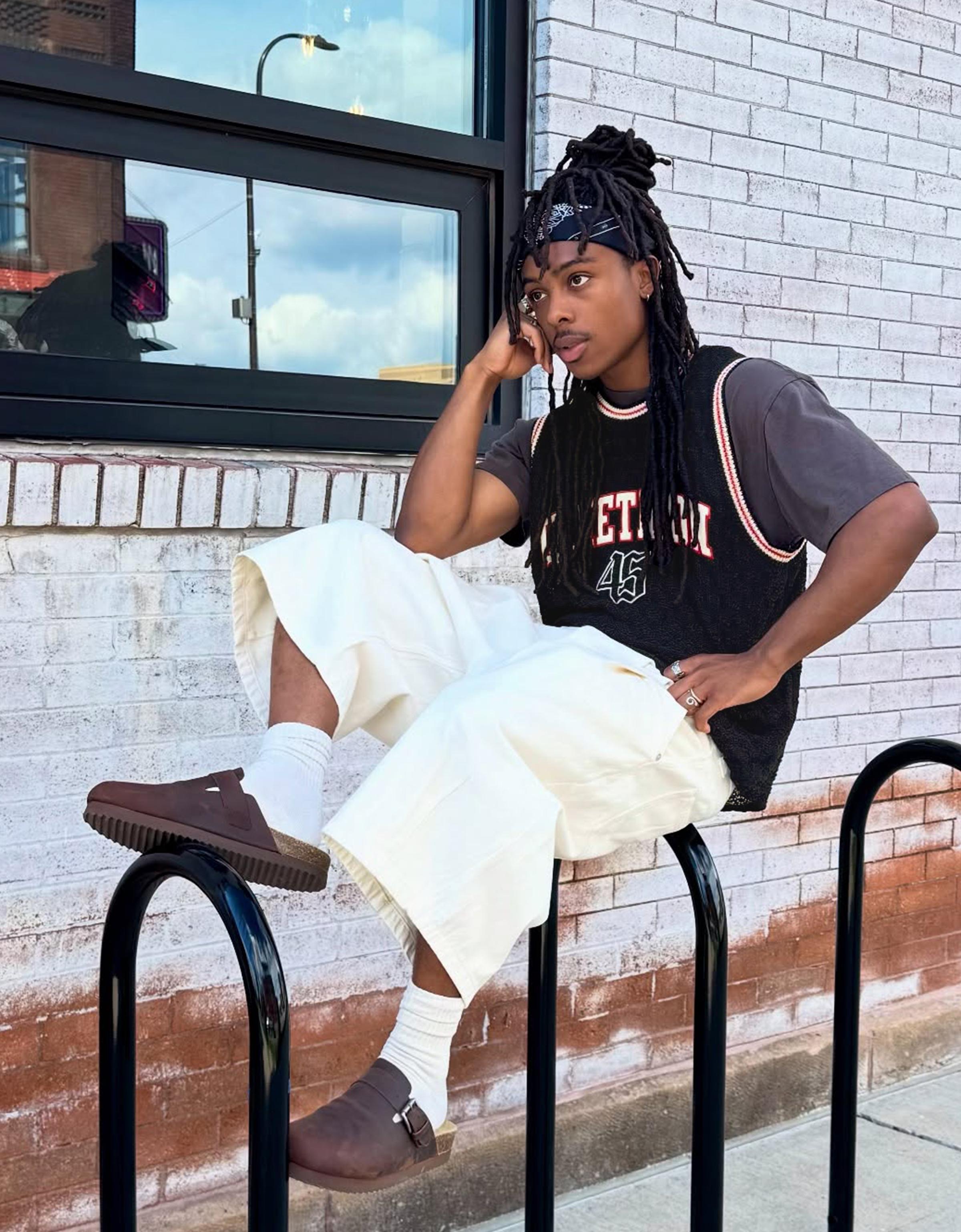 Retro strappy vest top — Black