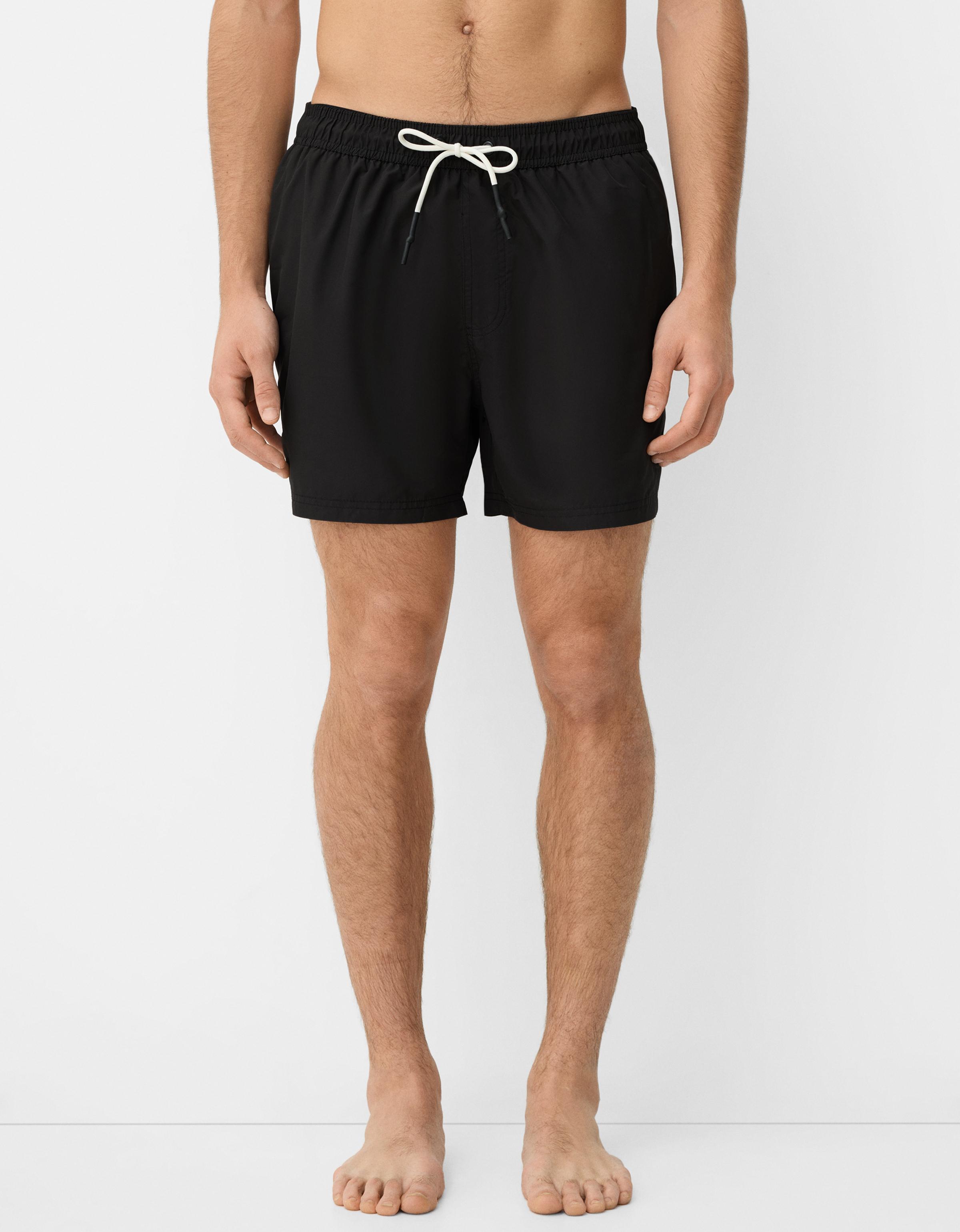 Bershka Regular-Fit-Badeshorts Herren L Schwarz