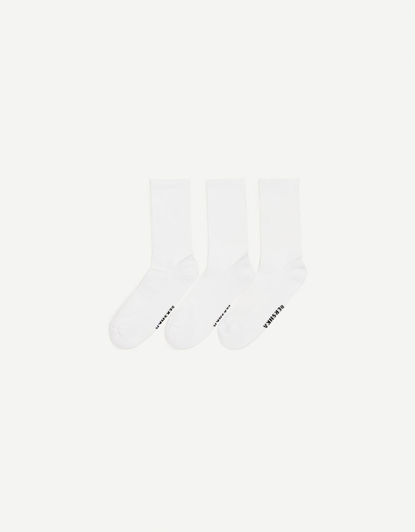 Pack of 3 pairs of sporty socks-White