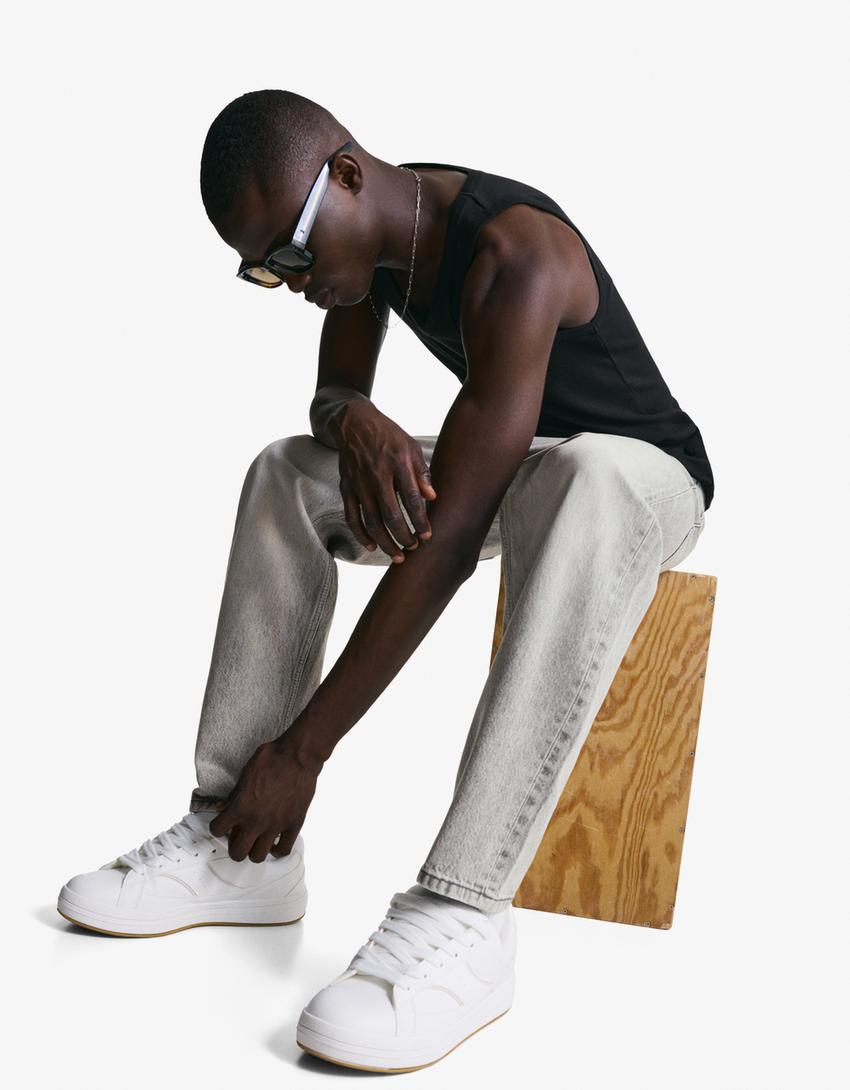 Loose tapered jeans-Grey-2