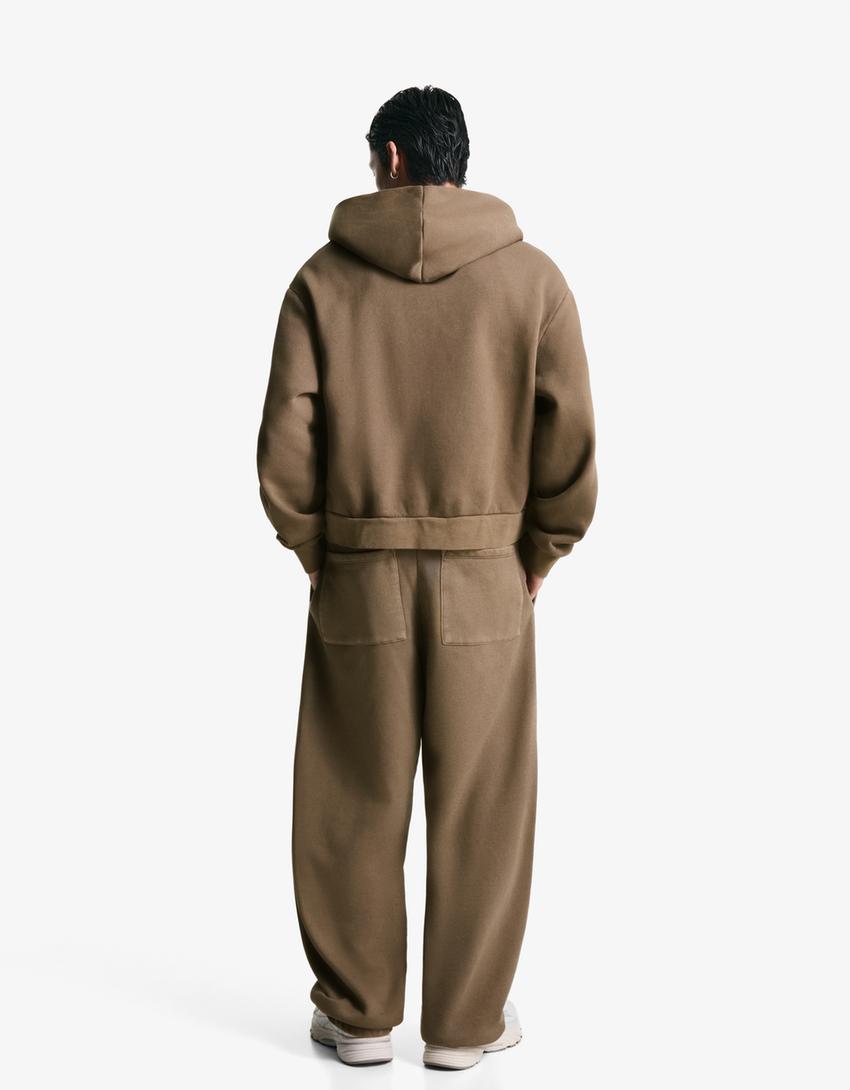 Cropped boxy-fit zip-up sweatshirt