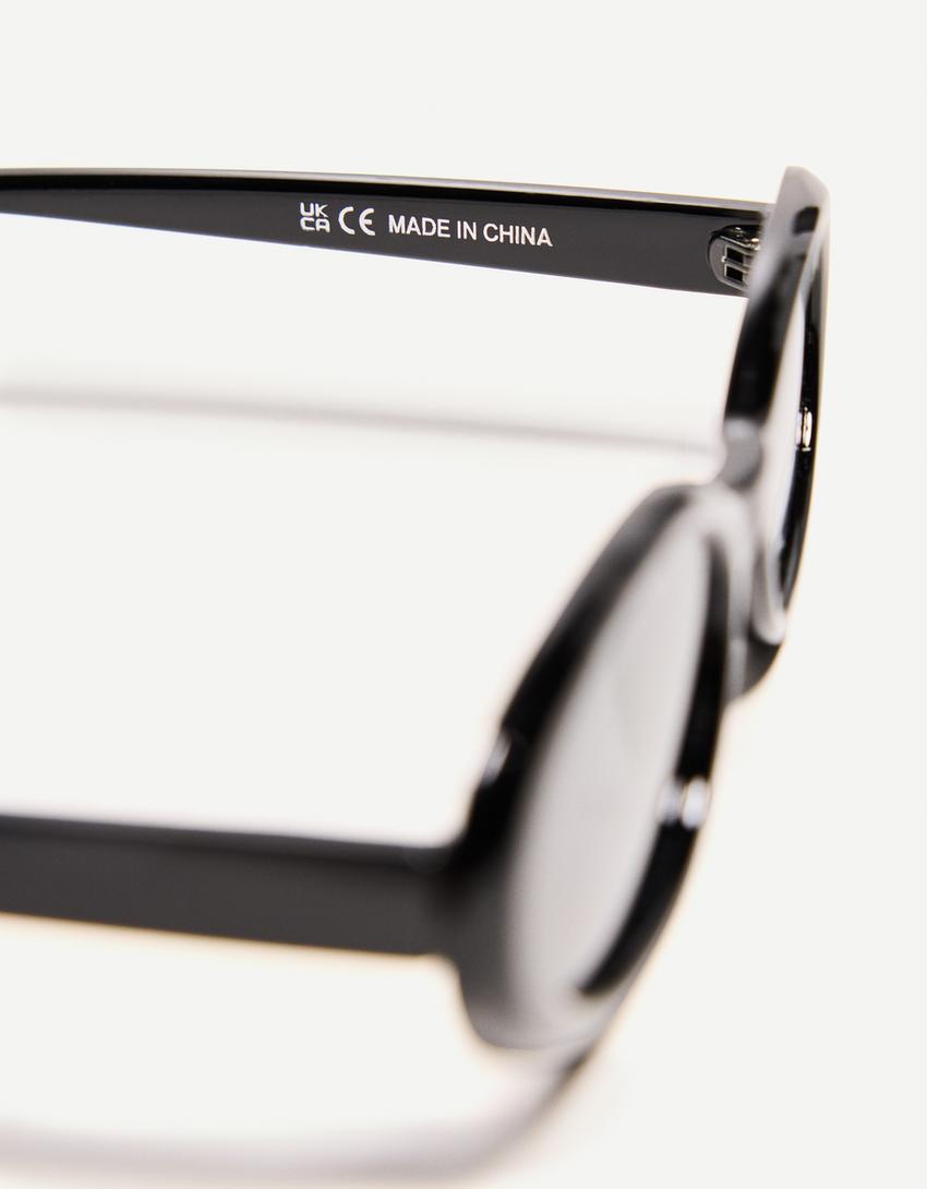 Gafas sol ovaladas pasta-Negro