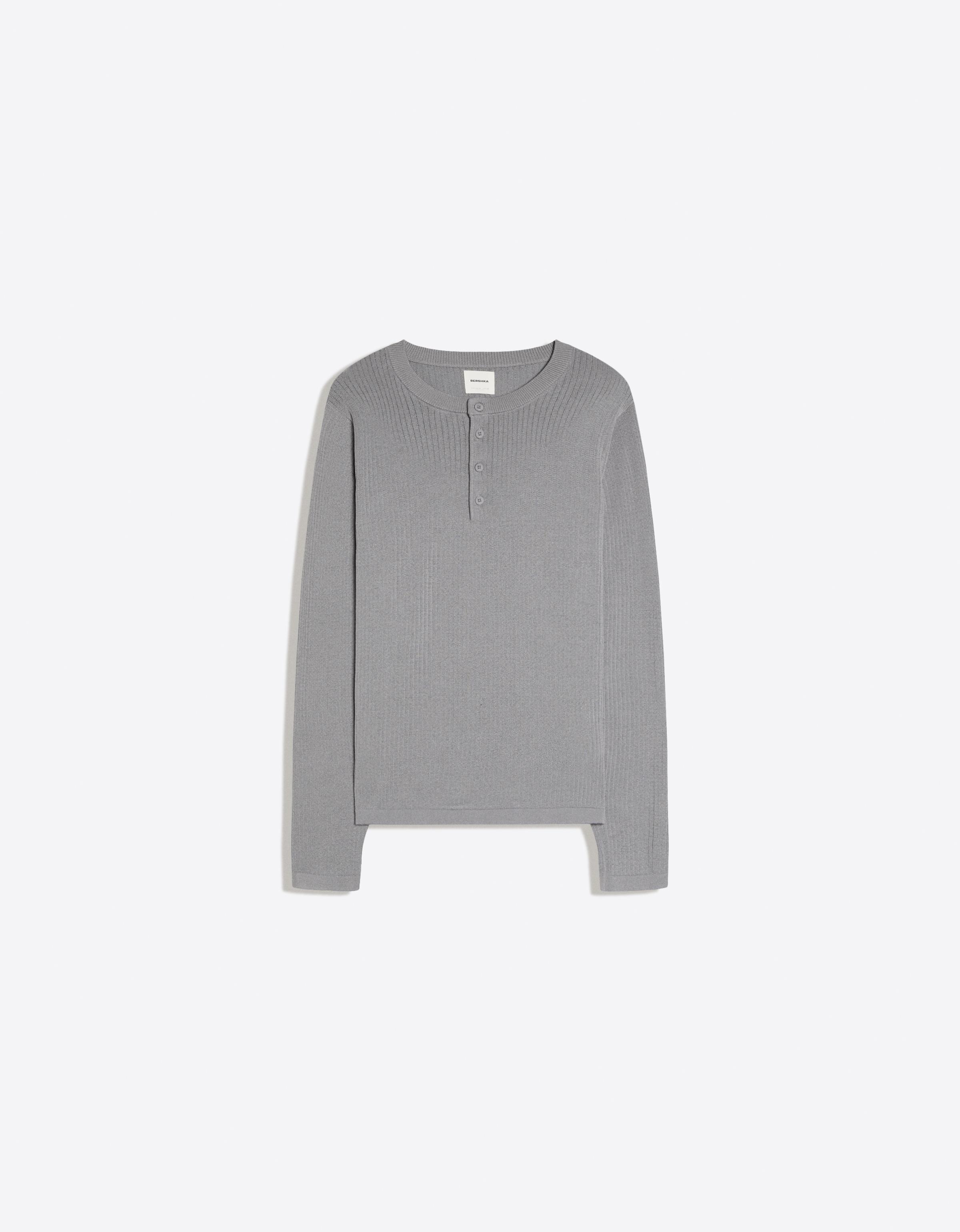 Henley knit jumper — Grey
