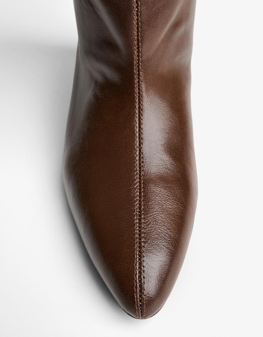 Bota tacón caña ancha-Marrón