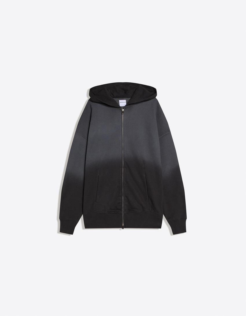Oversize zip-up hoodie-Dark grey