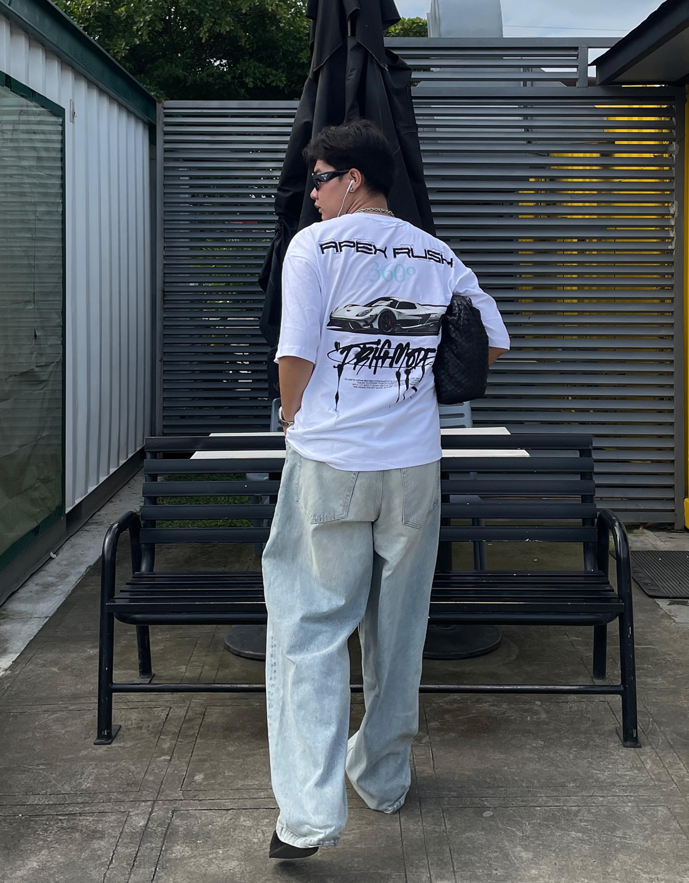 Bershka T-Shirt Mit Print Und Kurzen Ärmeln Herren Xl Weiss