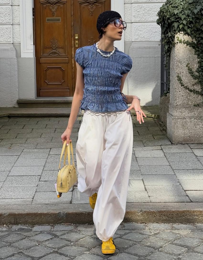 Short sleeve shirt with ties-Dark blue