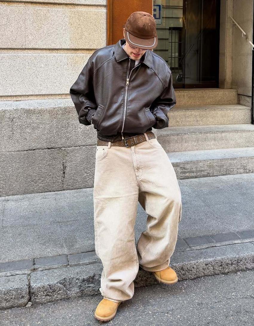 Cazadora efecto piel-Marrón