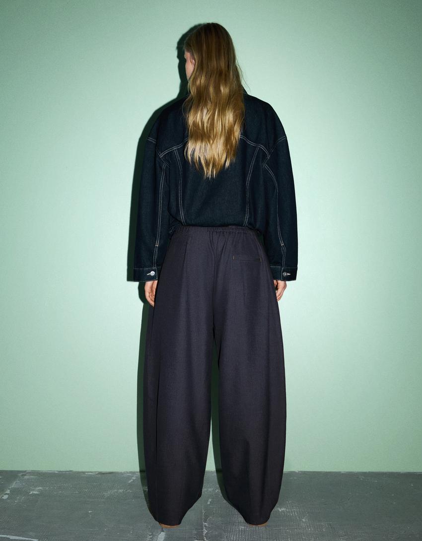Barrel jogger trousers-Dark blue-2