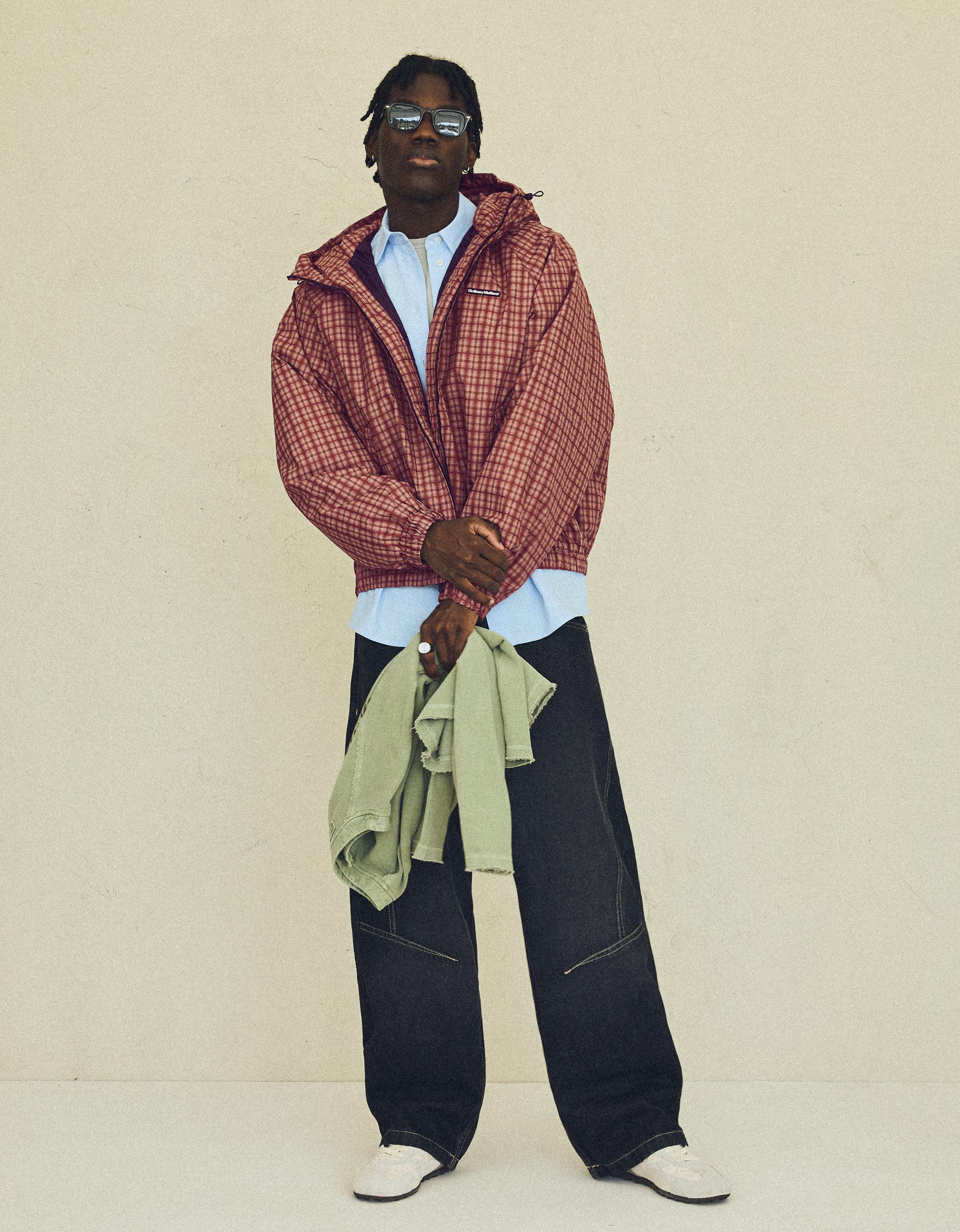 Hooded check jacket — Dark Orange