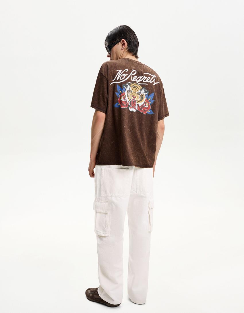 Jeans baggy cargo-Crudo
