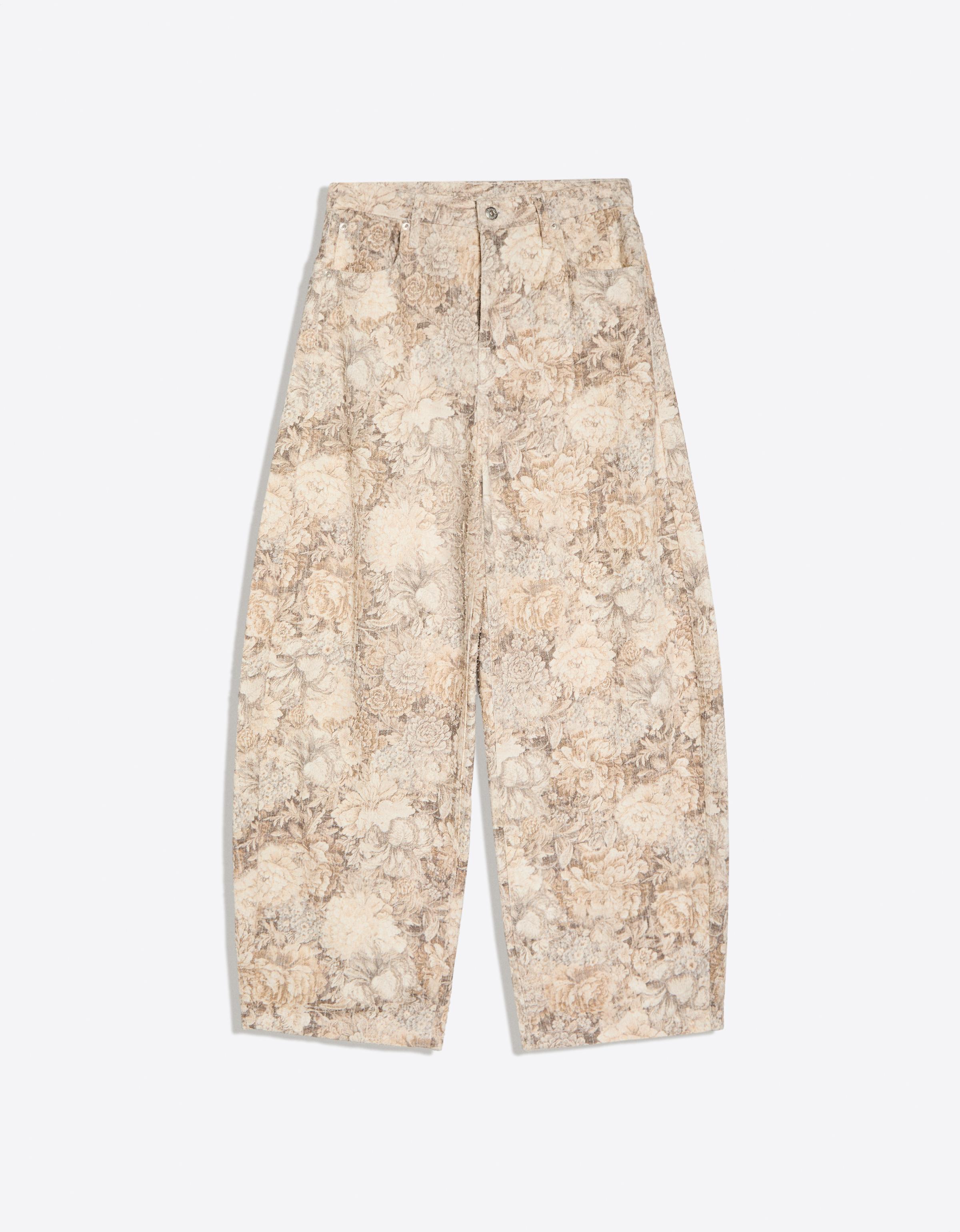 Printed barrel-leg trousers — Sand