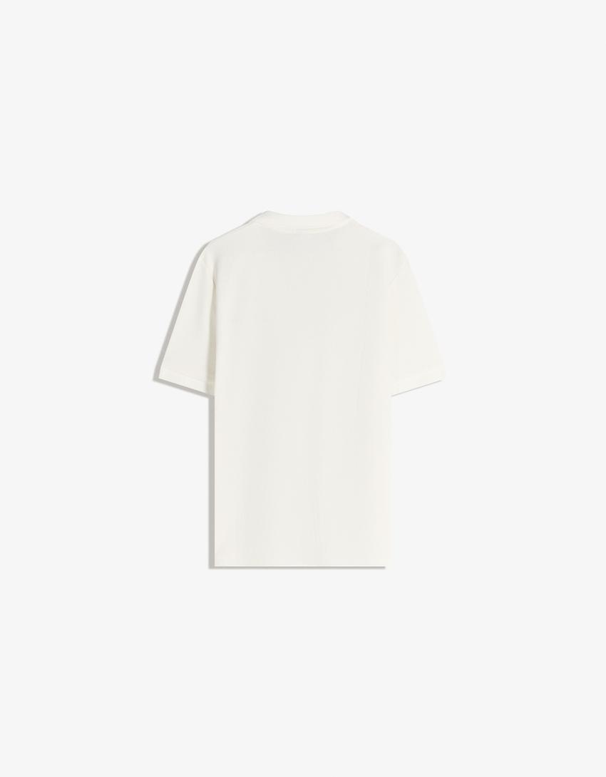 Polo manga corta bordado-Blanco roto