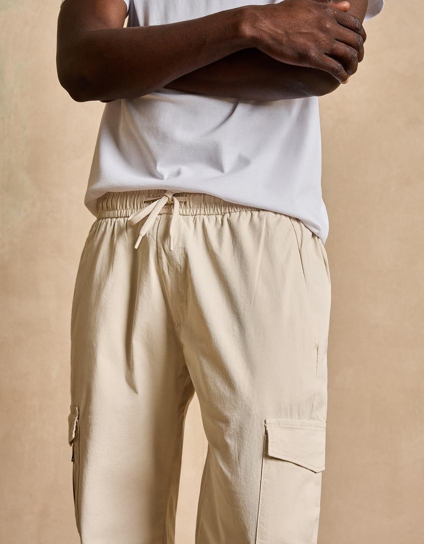 Брюки-джоггеры карго-Песочный
