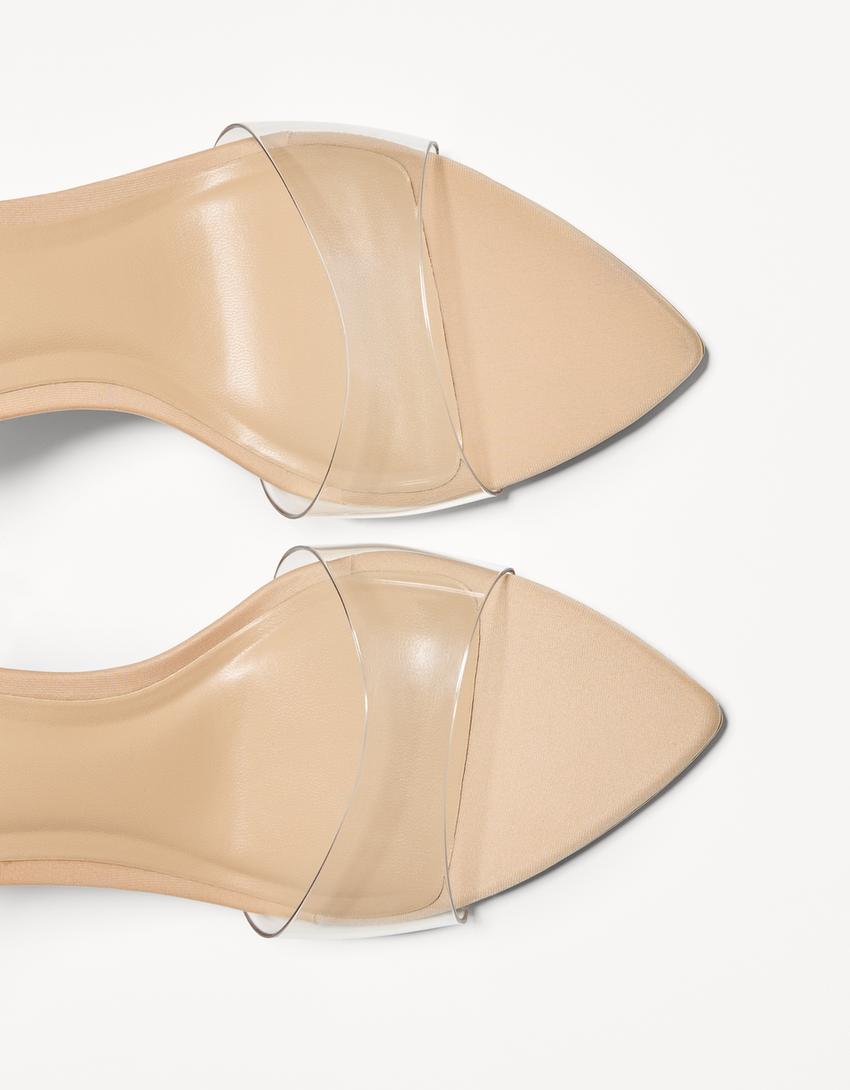 Sandalia tacón vinilo-Transparente