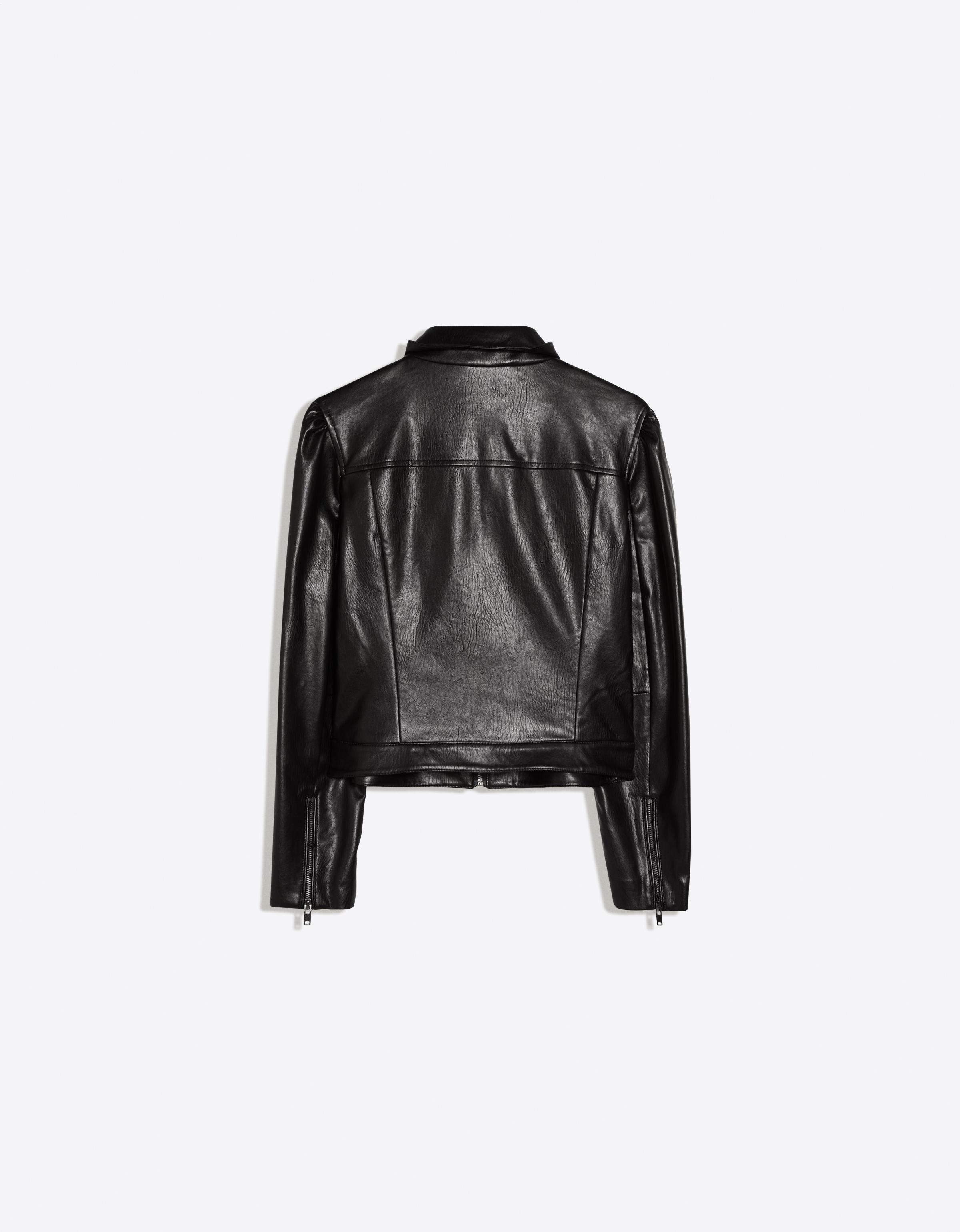 Leather effect jacket with buckles — Black