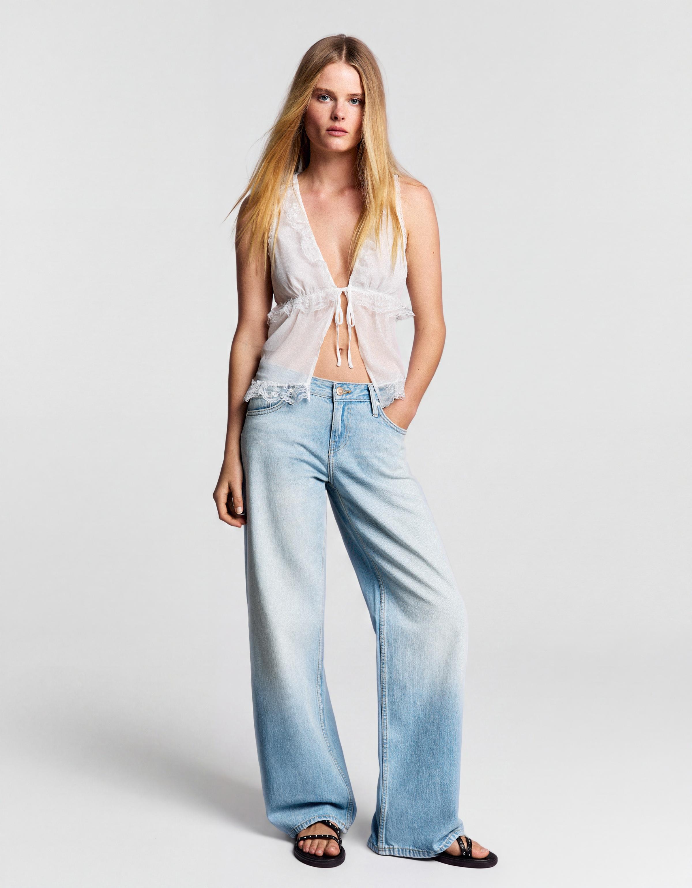 Low-rise straight jeans — Light blue